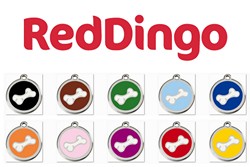 Red Dingo rvs rond - Cartoon Bone (1BO)     Reddingo - Hondenpenning - Kattenpenning